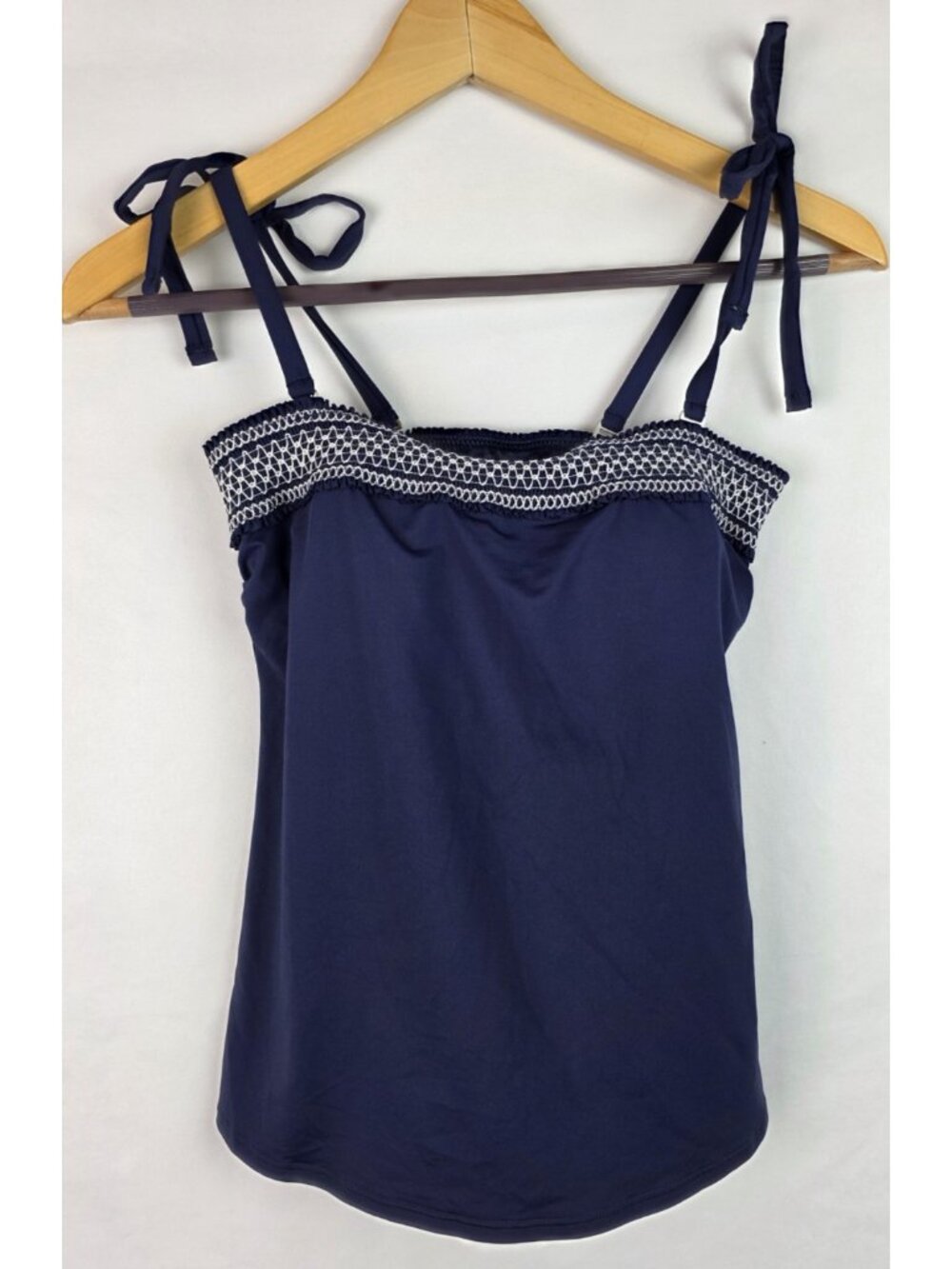 Lands' End Draper James Tankini Top Women's Size 2 Blue Smocked Swimsuit Swim